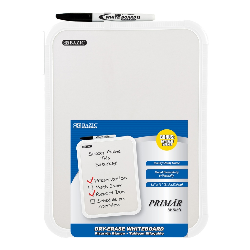 Pizarron Blanco 27.5 cm x 21.3 cm (8.5" x11") Bazic