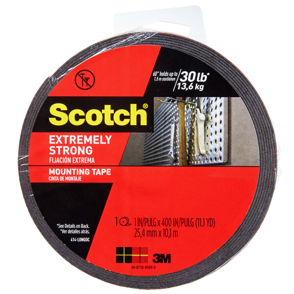 Cinta Adhesiva Doble Lado Extrema Resistencia Rojo 1" x 1 yd (10 m) Scotch