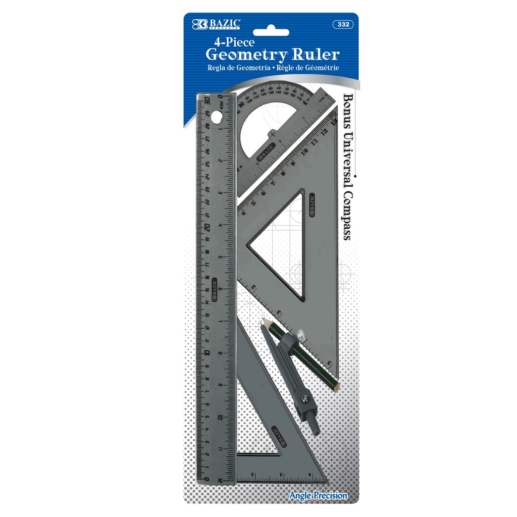 Juego de Geometria con Compas 5 Piezas Bazic