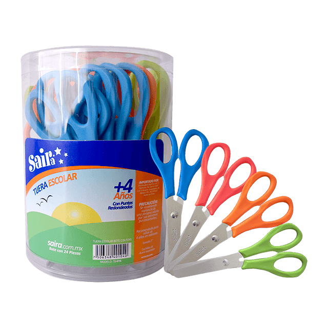 Tijera Escolar Acero Inoxidable Punta Roma Saira