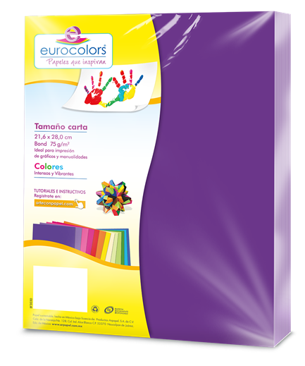 Papel Bond Tamaño Carta Morado Eurocolors con 100 Hojas  