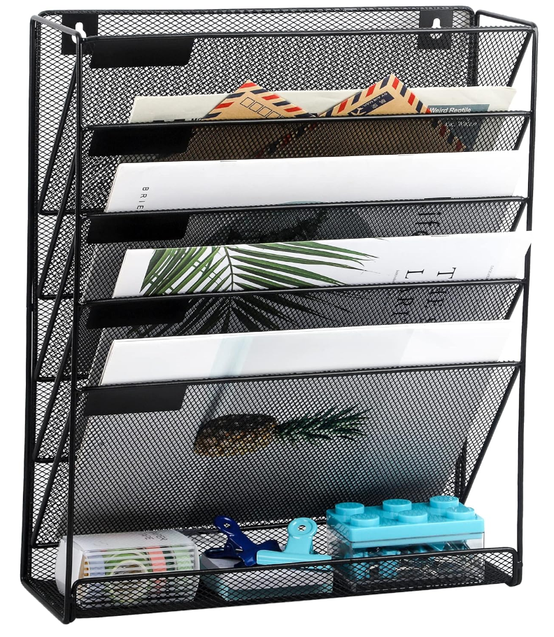 Organizador de Folder 5 Divisiones Metalico de Pared Negro Easepres