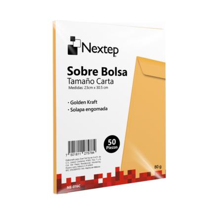 Sobre Manila Tamaño Carta con Solapa Engomada Nextep con 50 