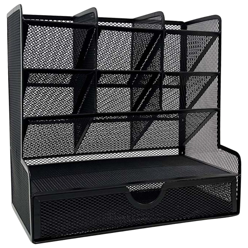 Organizador Malla Metalica para Escritorio Multi Secciones con Cajon Nextep