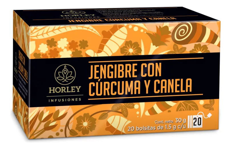 Té de Jengibre con Curcuma y Canela 30 Gr. con 20 Sobres Horley  