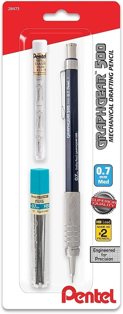 Lapicero Mecanico 0.7 MM Pentel GraphGear 500 Con Repuestos