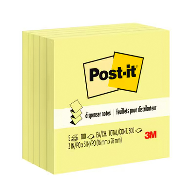 Nota Adhesiva 3 x 3 Amarillo Acordeon con 100 Hojas Post-It con 5 Bloques