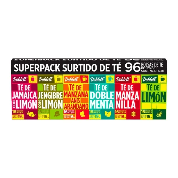 Surtido de Té Doblett 6 Sabores 96 pzas
