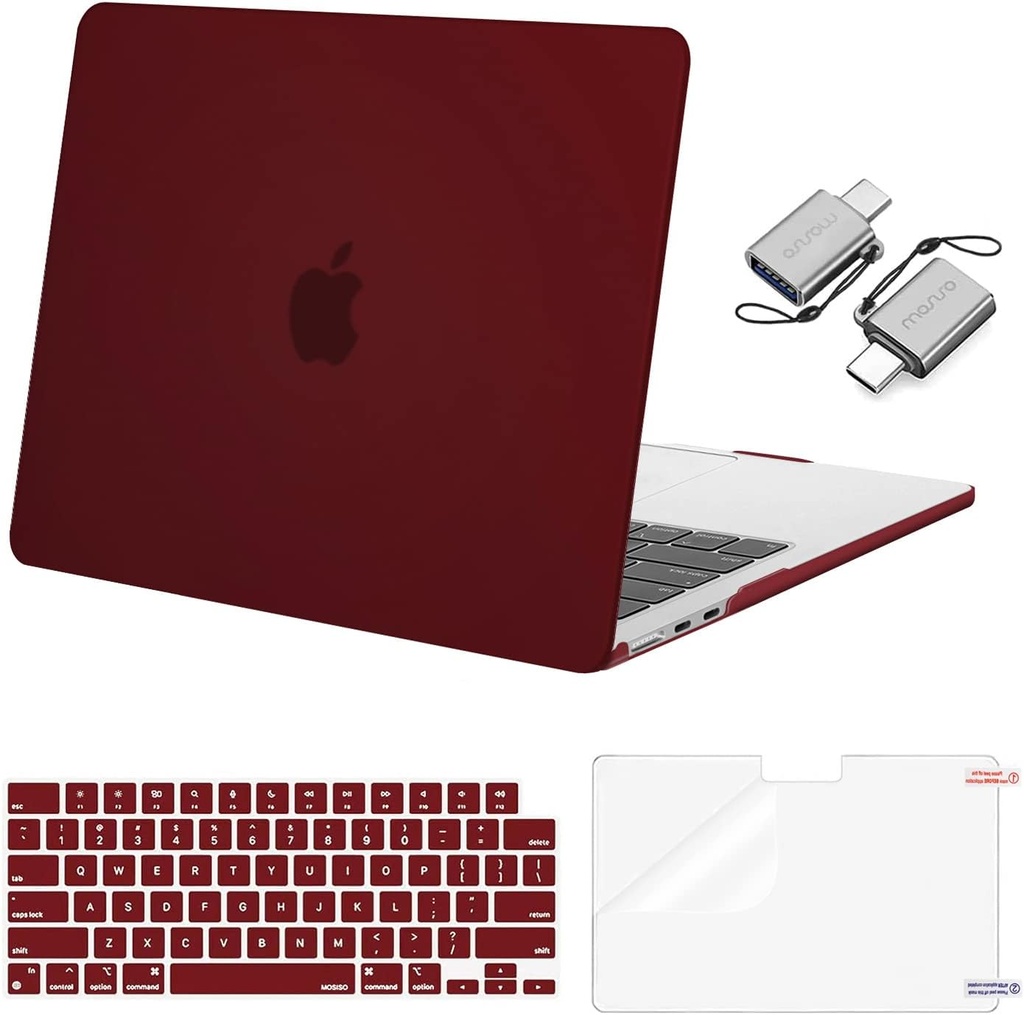 Protector para MacBook Air 13 y 13.6 pulgadas,M3 A3113, M2 A2681 Color Borgoña
