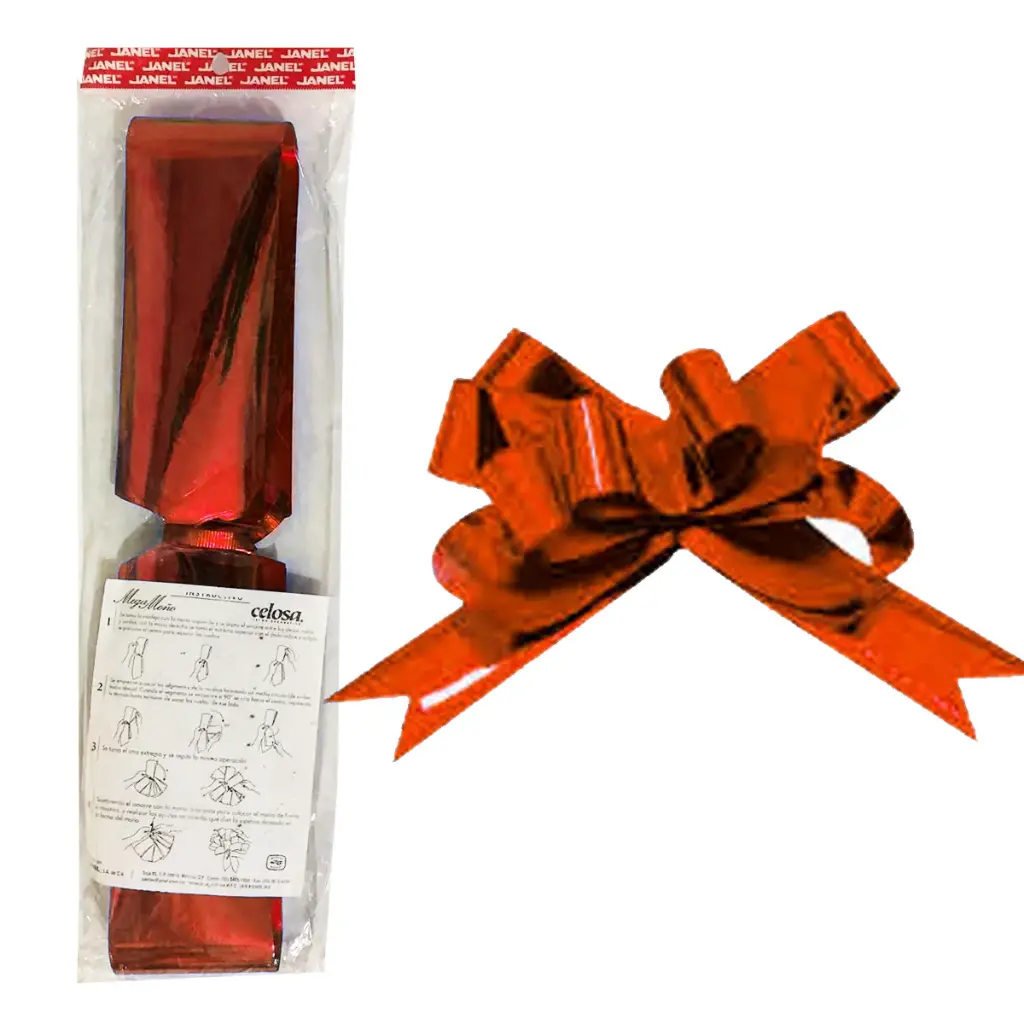 Moño Magico Mediano Metalico Rojo con 50 Janel