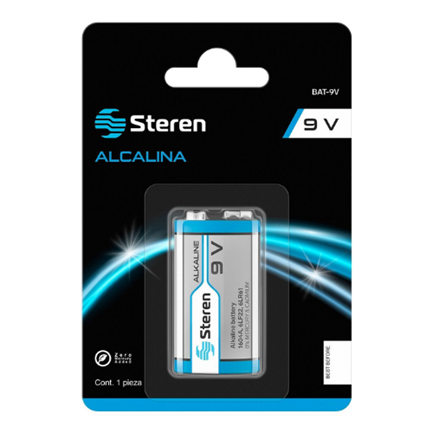 Bateria 9V Alcalina 150 MAH (Cuadrada) Steren