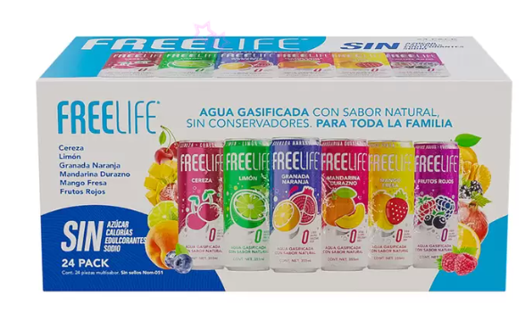 Free Life Agua Gasificada con Extracto Natural C/24 de 355 ml