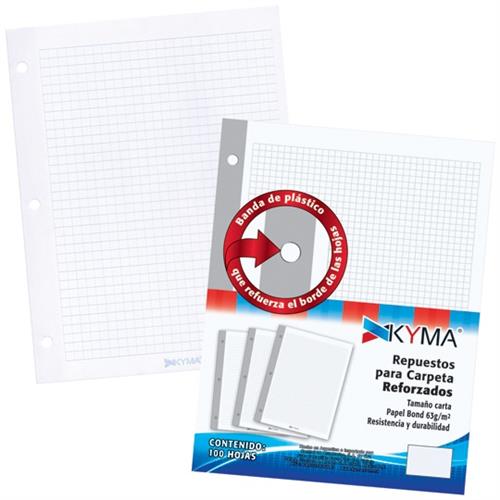 Hoja Rayada para Carpeta 3 Perforaciones con 100 