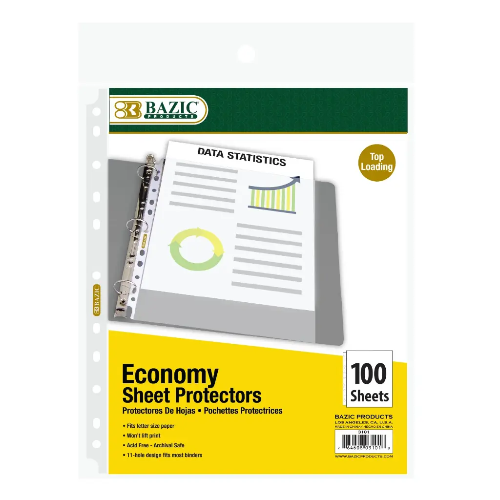 Protector de Hojas para Carpeta con 100 Bazic 