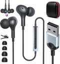 Audifonos Alambricos USB A Para Computadora con Microfono Negro