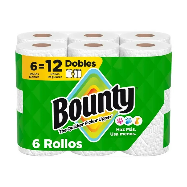 Toalla en Rollo de Cocina Doble Bounty con 6 Rollos 