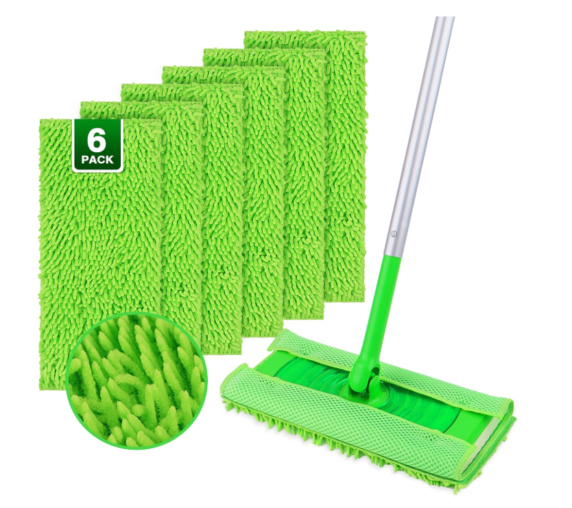 Repuesto de Trapeador/Escoba de Microfibra Reutilizable con 6 Verde Unimade
