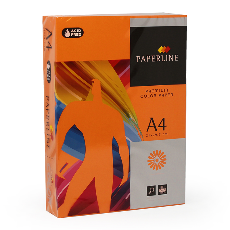 Papel Bond Tamaño Carta Naranja Saffron (Cosmic) Paperline 8.5'' x 11" 80 gr con 500 Hojas 