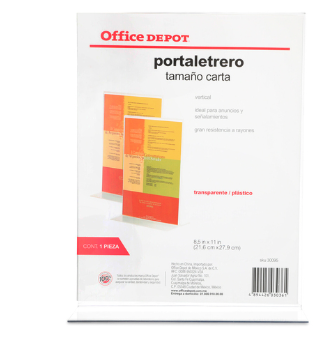 Portaletrero Carta Vertical Office Depot Acrílico 8.5 x 11 pulgadas