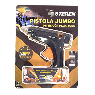 pistola jumbo de silicón de 19 x 15.5 cm negro/ incluye 2 barras de silicon