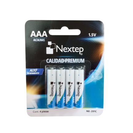 Baterias Nextep AAA Alcalinas LR03 1.5V c/4 Piezas