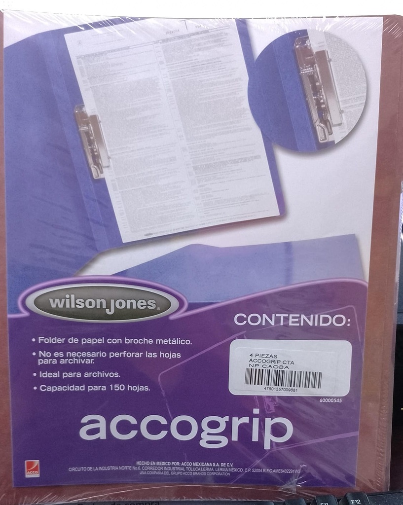 Carpeta P/Reporte ACCOGRIP (Palanca)T/Carta Negro 