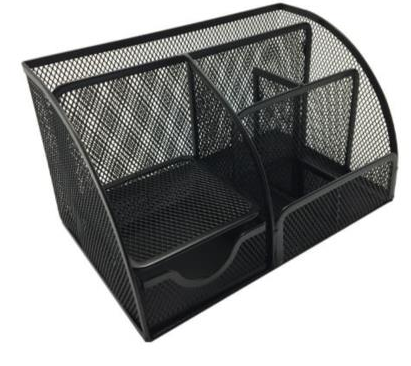 [14269] Organizador para Escritorio 7 Divisiones con Cajon Malla Negro Nextep