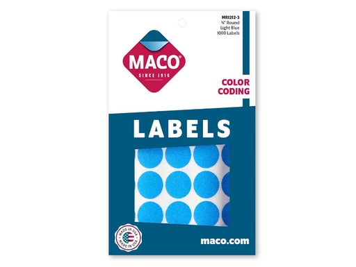 [11553] Etiqueta Redonda 3/4" Azul Claro MMR1212-3 con 1000 Maco