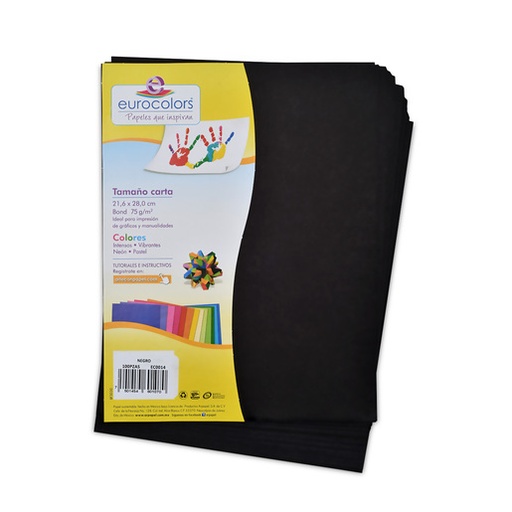 [80078] Papel Bond Tamaño Carta Nego Eurocolors Eurocolors con 100 Hojas 