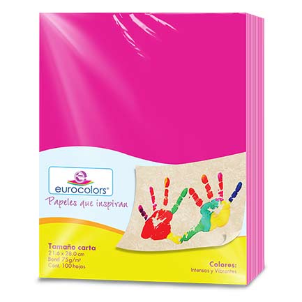[81219] Papel Bond Tamaño Carta Rosa Vibrante Eurocolors  con 100 Hojas 