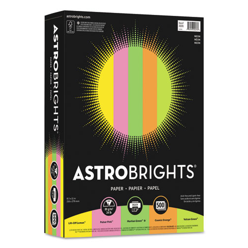 [81074] Papel Bond Tamaño Carta Multicolor Neon Happy Astrobright 8.5'' x 11"  89 g/m² 24 lb con 500 Hojas 