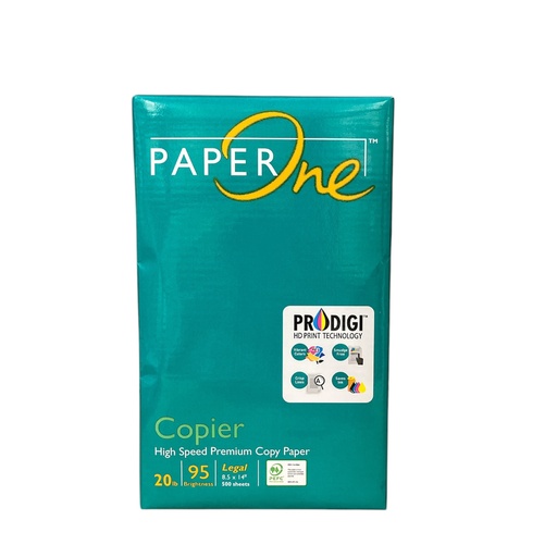 [62157] Papel Bond Tamaño Legal Blanco Paper One Verde 8.5'' x 14" 95% Blancura 20 lb con 500 Hojas 