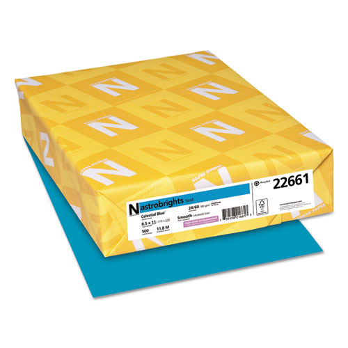 [80340] Papel Bond Tamaño Carta Azul Celestial Astrobright 8.5'' x 11"  89 g/m² 24 lb con 500 Hojas 