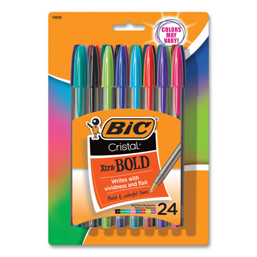 [14408] Pluma Bic Cristal Xtra Bold Punta Extra Grande 1.6mm Colores Surtidos C/24