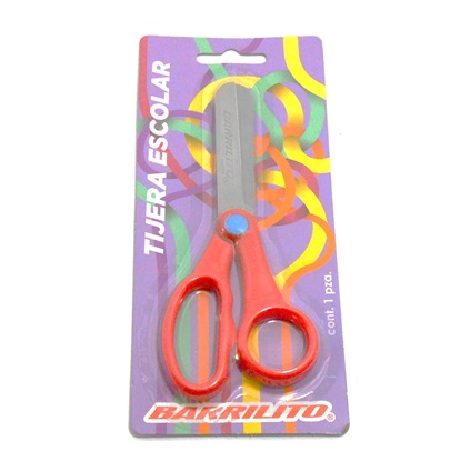 [11443] Tijera Escolar Acero Inoxidable Punta Roma Barrilito