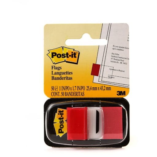 [11754] Banderitas 1" X 1.7" Rojo C/Adhes C/50 (680-1) 3M