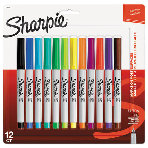 [12458] Marcador Permanente Sharpie Punto Ultra Fino Colores Surtido con 12