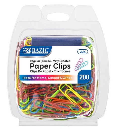 [12012] Clip Estandar De Colores con 200 Bazic