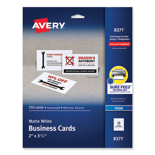 [14944] Tarjeta de Presentacion 2" x 3.5" Blanca Avery con 250