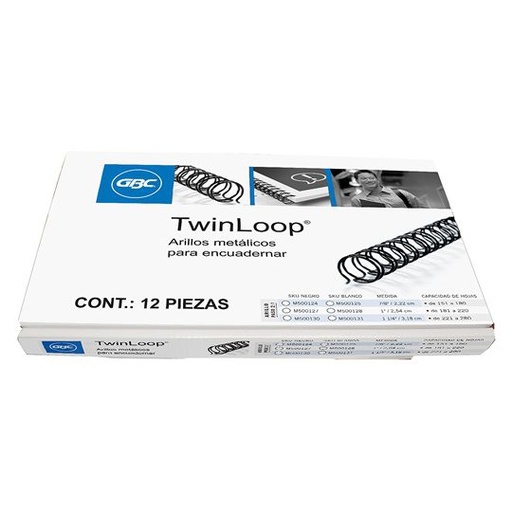 [13542] Aro Metalico 1-1/4" Twin Loop Negro con 12 GBC
