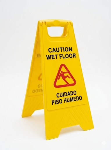 [90099] Señalamiento de Piso Mojado Amarillo (Caution Wet Floor) 