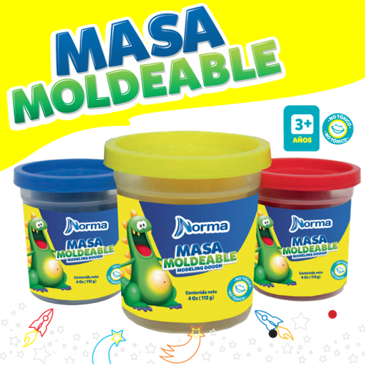 [13376] Plastilina Amarillo/Azul/Verde/Rojo C/4 +1 Masa