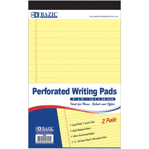 [11881] Block Rayas Amarillo T/Mediacarta 5X8" 50 Hjs (#555) Bazic