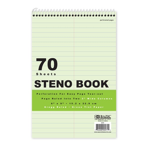 [10157] Libreta Taquigrafica Hoja Verde Bazic con 70 Hojas