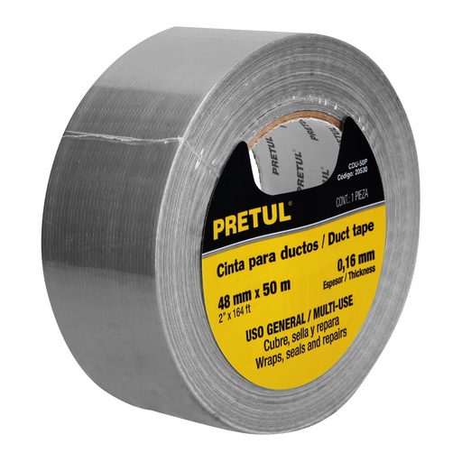 [90717] Cinta Adhesiva P/Ducto 2"(48Mm) X 50Mts Gris Pretul