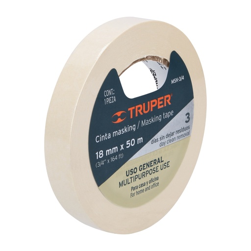 [10010] Cinta Adhesiva Masking 3/4" (18 mm) x 50 m Truper
