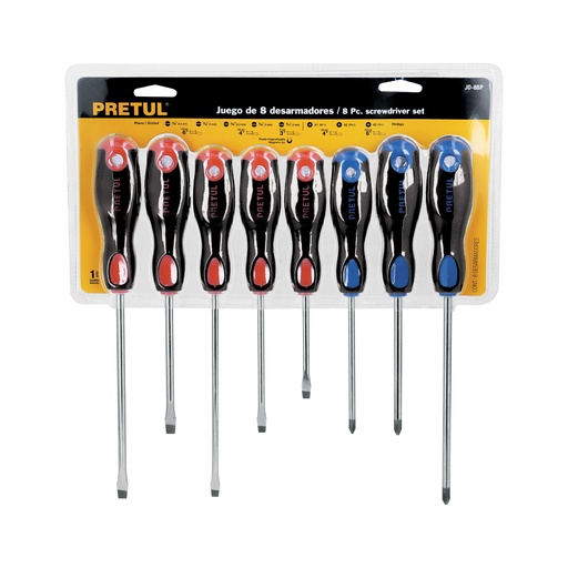 [90051] Desarmadores Juego De 8 Pretul 3/16" - 1/4"*Hasta Agotar Existencias*