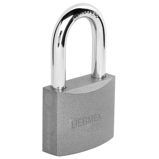 [90088] Candado de Llave 50 mm Hermex CHB-50L Laton Gancho Largo