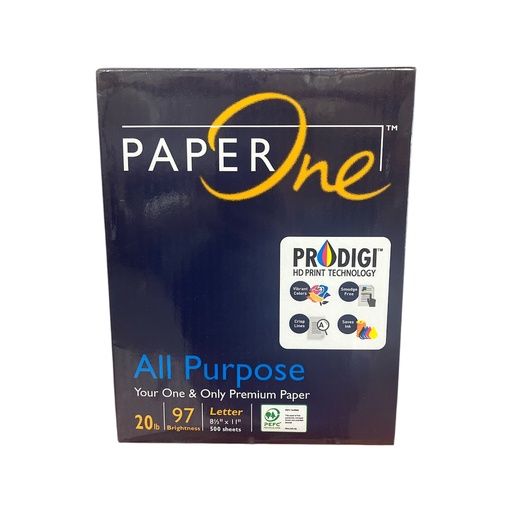 [80179] Papel Bond Tamaño Carta Blanco Paper One Azul 8.5'' x 11" 98% Blancura 20 lb con 500 Hojas 