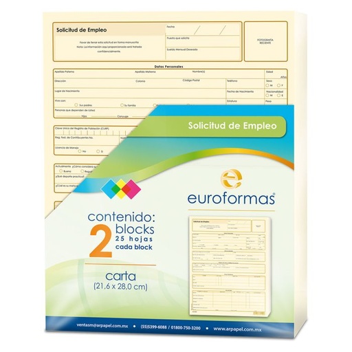 [12246] Solicitud De Empleo Euroforma C/25Pzas*Hasta Agotar Existenc